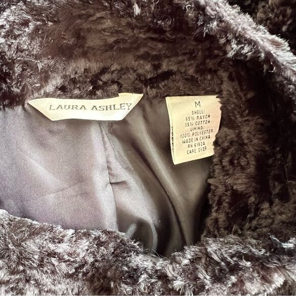 Vintage Laura Ashley Faux Shearling Black Cocktail Jacket- one button - Picture 6 of 7